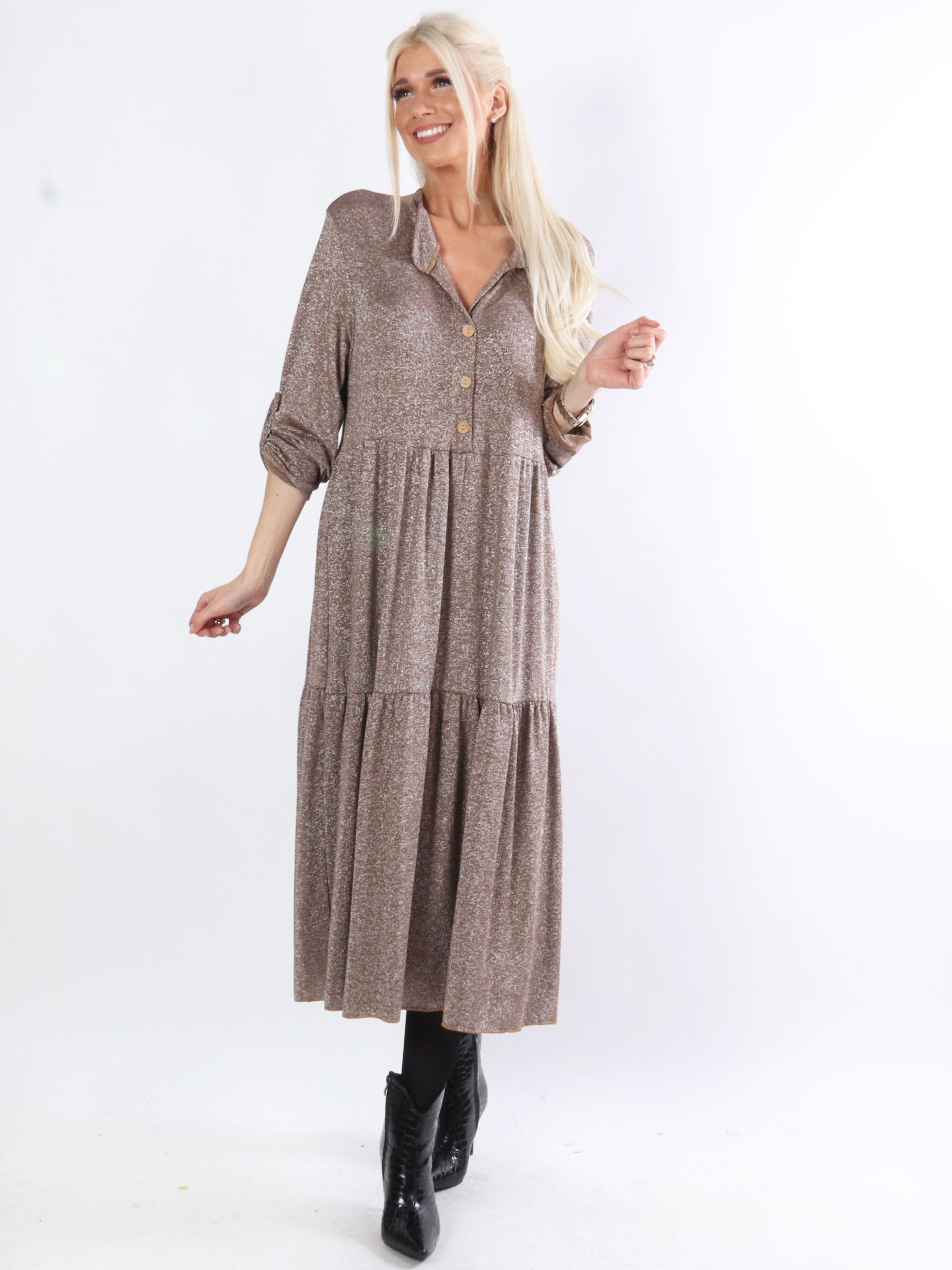 Demi - Lang kjole med glimmertråde